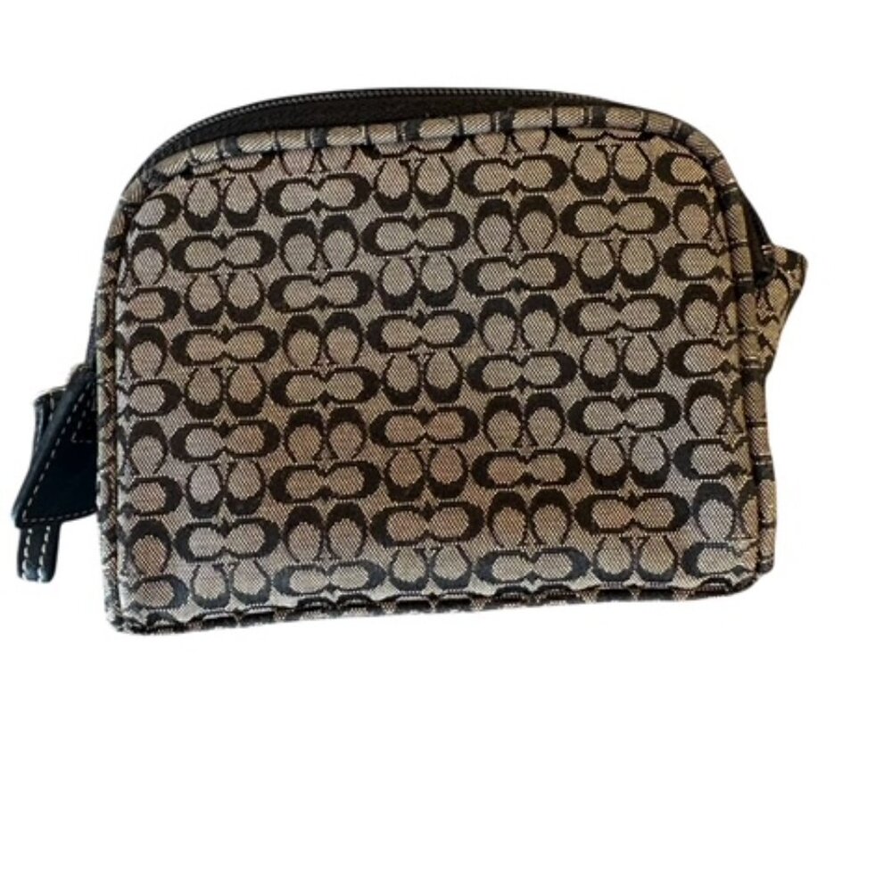 Coach Jacquard Mini C’s genuine black/grey makeup bag Vintage 2000's - Picture 4 of 9